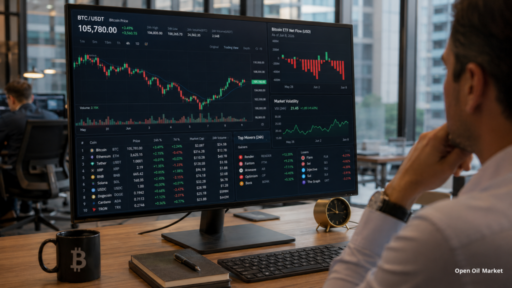Noticias de criptomonedas, martes 9 de junio de 2026: Bitcoin mantiene el mercado tras una caída, mientras que los inversores evalúan salidas de ETFs, stablecoins y los 10 principales activos digitales.