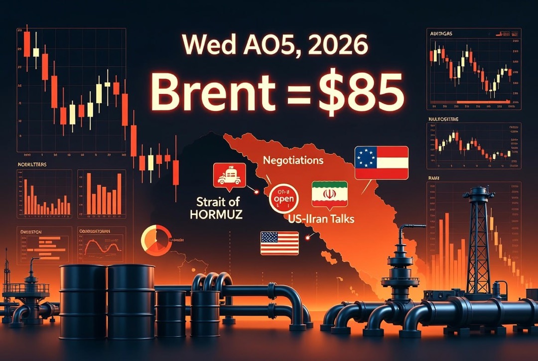 Noticias de petróleo y gas y energía — miércoles, 5 de agosto de 2026: negociaciones entre EE. UU. e Irán sobre la apertura del estrecho de Ormuz hundieron el petróleo, Brent se equilibra alrededor de $85