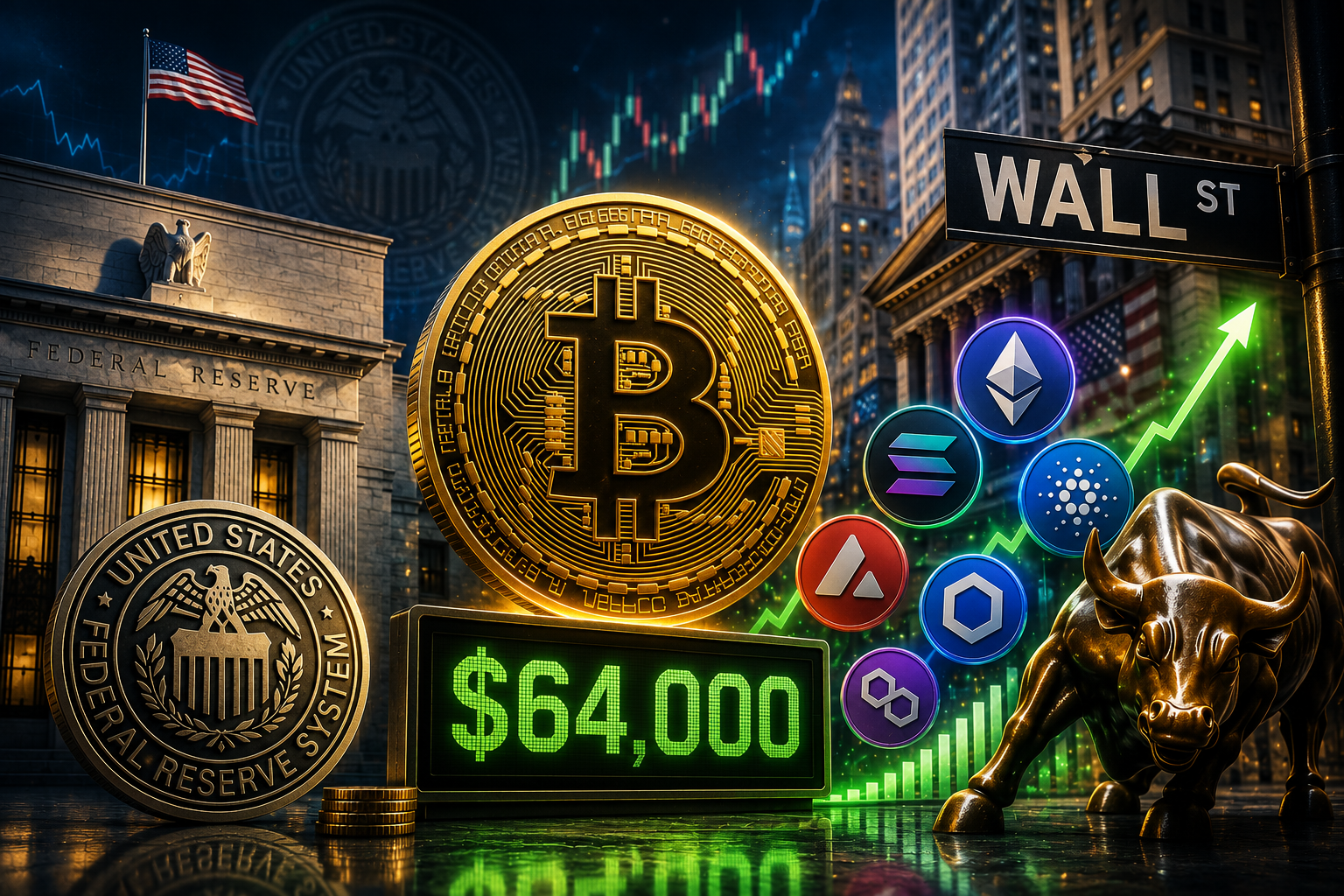 Noticias de criptomonedas, jueves 30 de julio de 2026: el mercado espera el veredicto de la Reserva Federal, bitcoin mantiene $64,000, y Wall Street se adentra en altcoins.