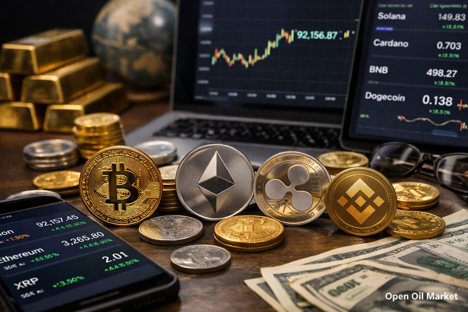 Mercado global de criptomonedas 12 de enero de 2026 — Bitcoin alrededor de $92,000, Ethereum y top 10 criptomonedas, inversiones institucionales