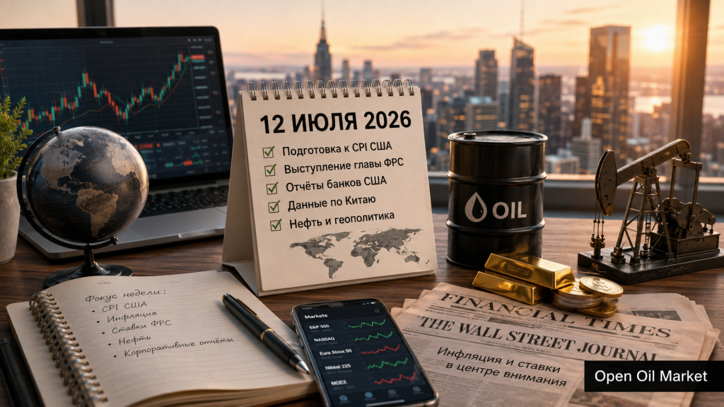 Calendario financiero mundial del 12 de julio de 2026 con CPI de EE. UU., informes bancarios, petróleo e índices S&P 500, Euro Stoxx 50, Nikkei 225 y MOEX