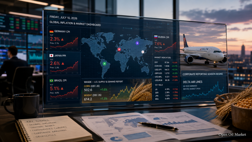 Inflación de Alemania, Rusia y Brasil, PPI de Japón, WASDE e informe de Delta Air Lines — principales eventos del 10 de julio de 2026