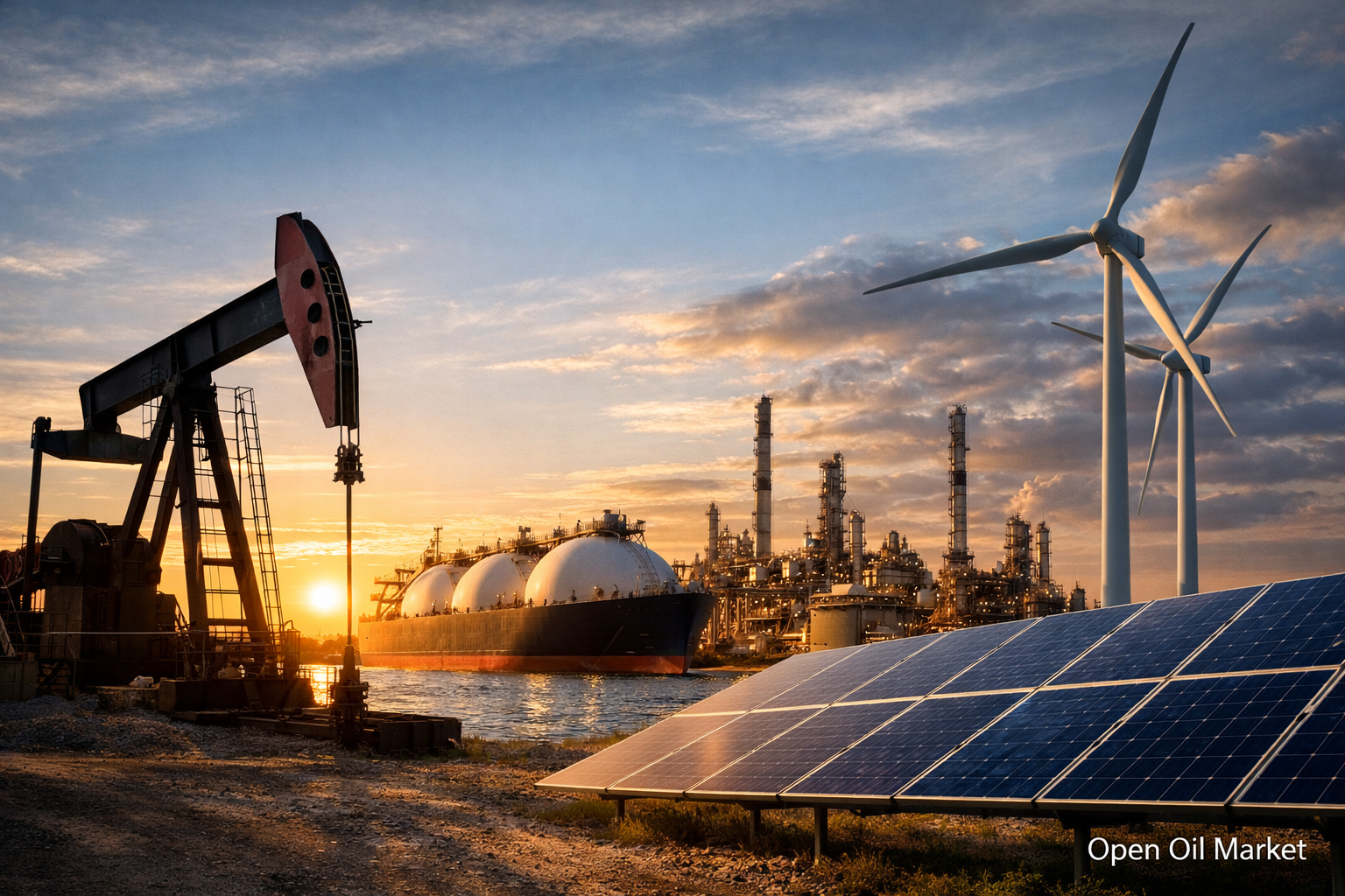 Sector energético — petróleo, LNG, refinerías, energías renovables y electricidad, 12 de febrero de 2026.