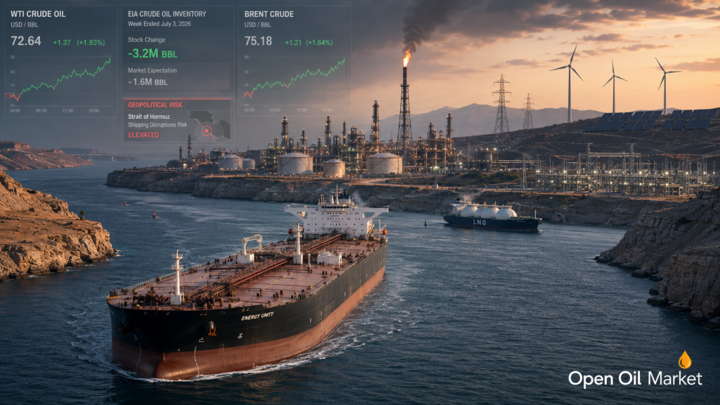 Noticias de petróleo y gas y energía — miércoles, 8 de julio de 2026: Riesgo de Ormuz, reservas de EIA y mercado de productos petroleros.