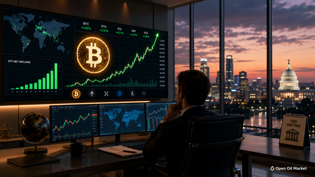 Bitcoin crece en medio de flujos de ETF y expectativas de la reunión de la Fed, mercado global de criptomonedas 16 de junio de 2026.